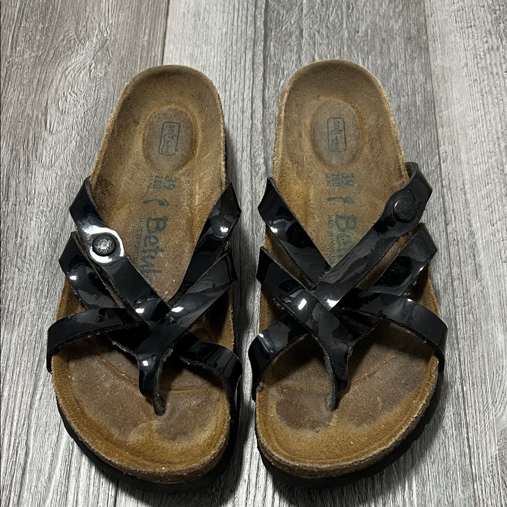 Betula Vinja By Birkenstock Black Patent Soft Footbed /black/ Sandals 39